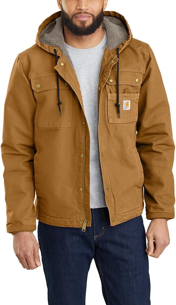 Carhartt Men's Relaxed Fit Washed Duck Sherpa-Lined Utility Jacket