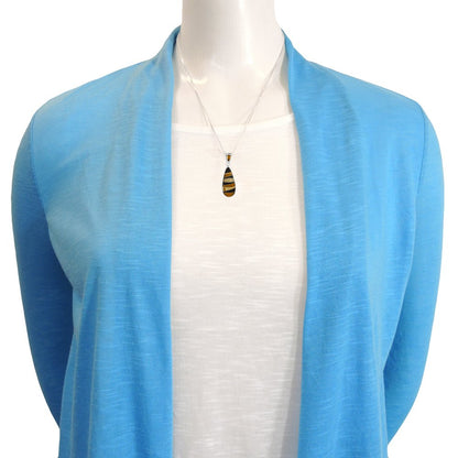 Matching Turquoise & Gemstones Set 925 Sterling Silver (Pendant, Earrings, Necklace 20")