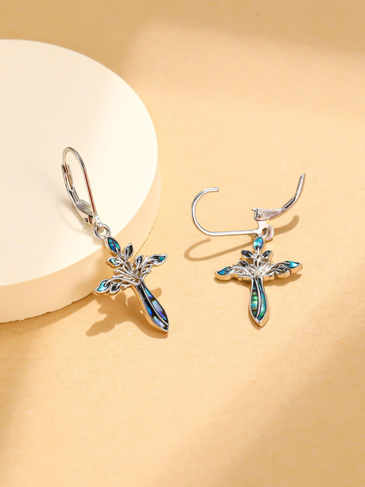 Dreamboat Sterling Silver Cross Earrings for Women Lever Back Dangle Earrings Faith Christian Confirmation Religious Jewelry for Mom