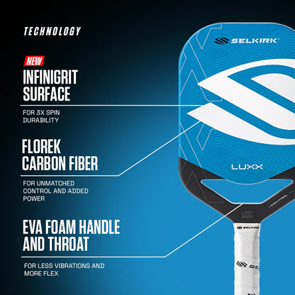 Selkirk Sport LUXX Control Pickleball Paddles | Carbon Fiber Pickleball Paddle with Polypropylene X7 Core | InfiniGrit Surface Technology