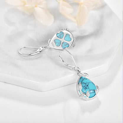 Palpitate Turquoise/Abalone Shell Earrings for Women 925 Sterling Silver Dangle Leverback Earrings Silver Jewelry Christmas Gifts