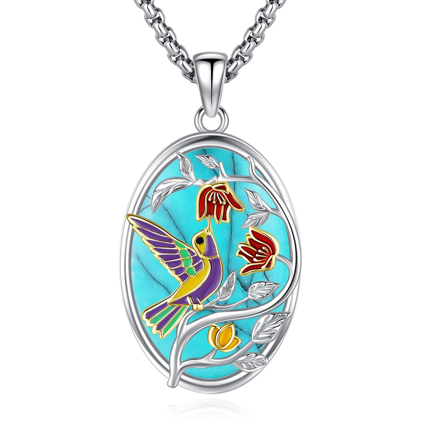 Turquoise Jewelry for Women Men 925 Sterling Silver Pendant Urn Necklaces for Ashes Picture Locket Necklace Thor Hammer Yggdrasil Virgen De Guadalupe St Michael Christopher Judas Witches Knot Necklace