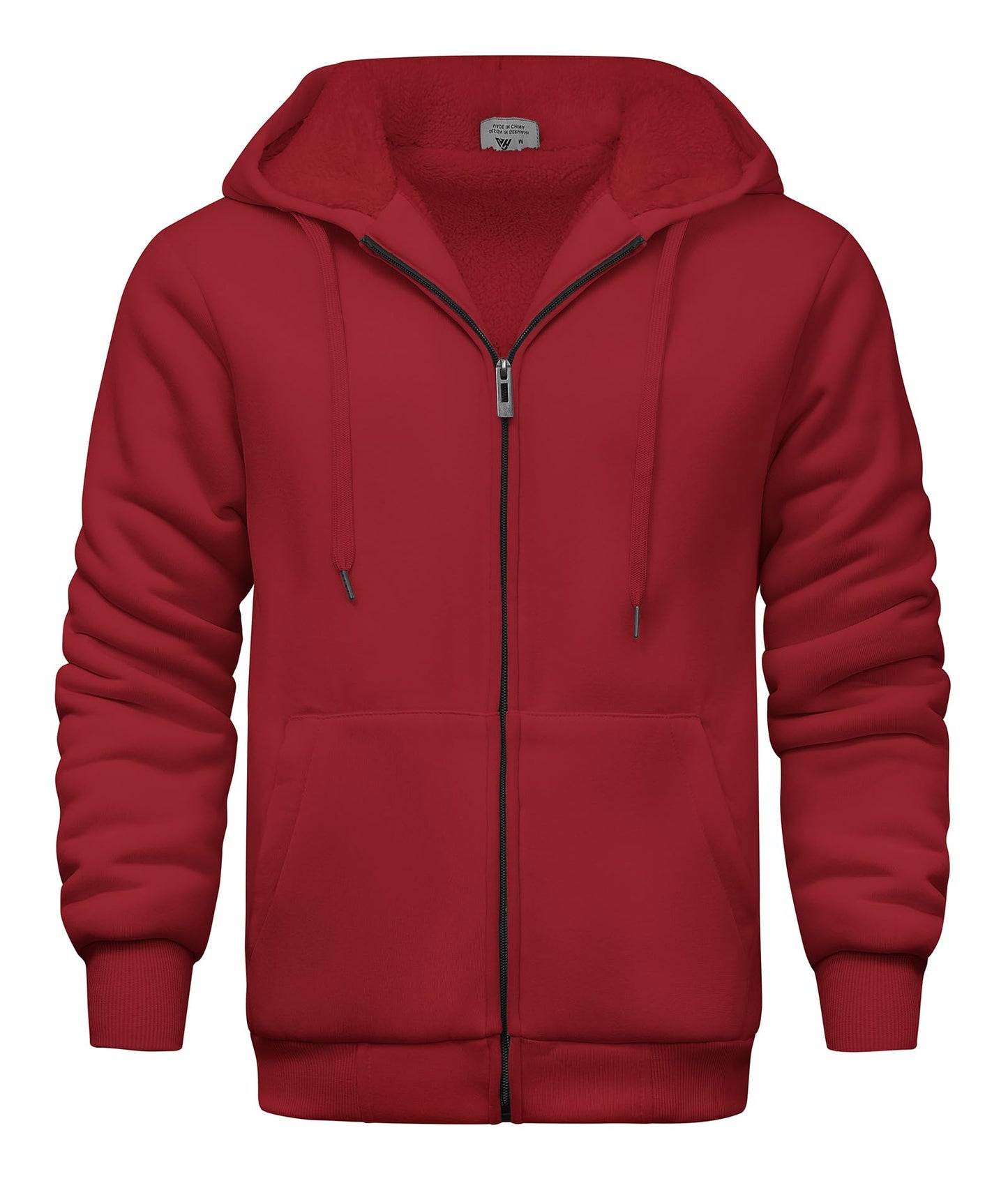 V VALANCH Men Hoodies Zip Up Sherpa Lined Sweatshirts Heavyweight Thick Warm Fleece Winter Jacket