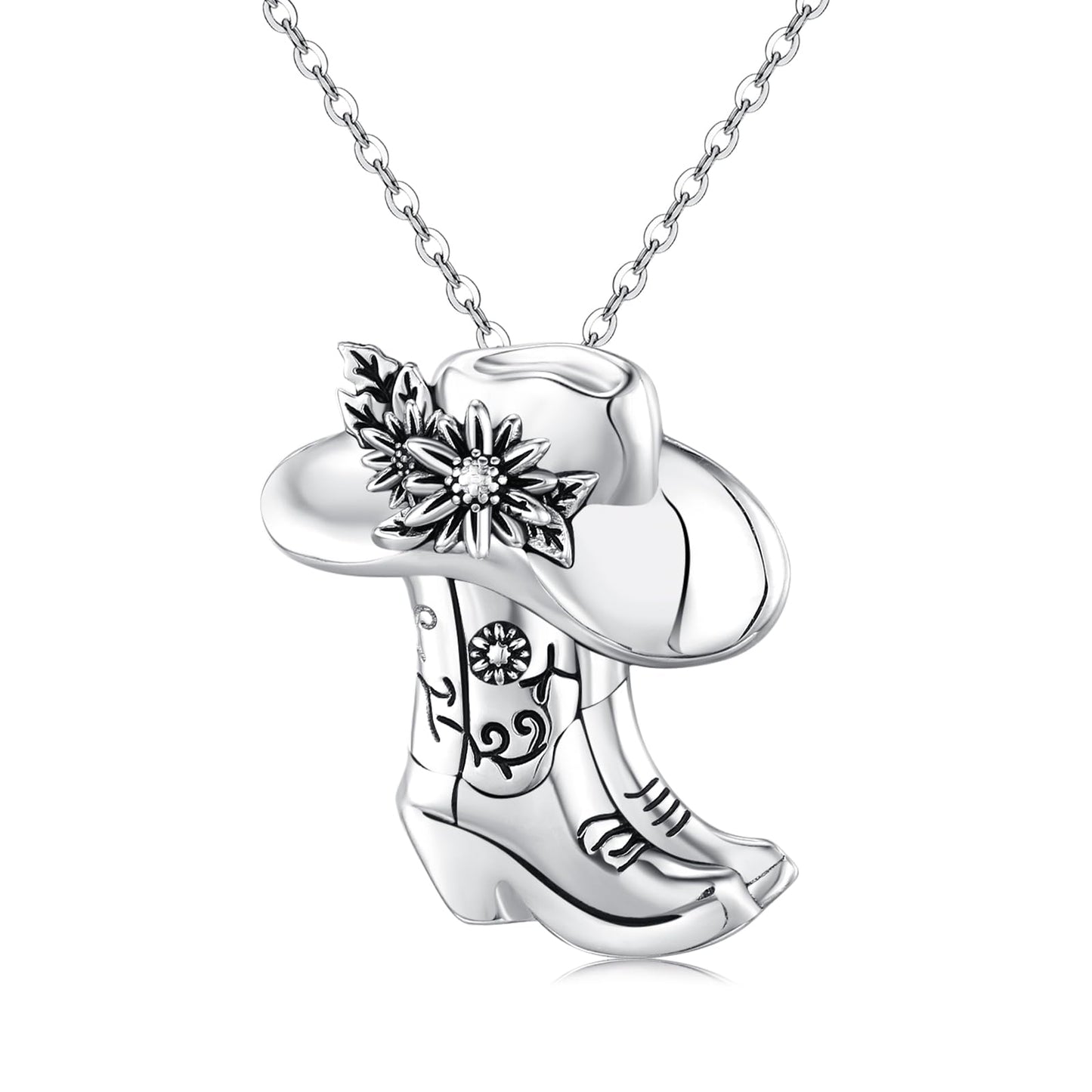 Midir&Etain Western Necklace 925 Sterling Silver Turquoise Pendant Highland Cow/Cow Skull/Hat/Tag/Cactus/Boot Cowgirl Country Jewelry for Women Men