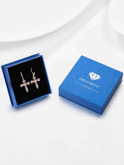 Dreamboat Sterling Silver Cross Earrings for Women Lever Back Dangle Earrings Faith Christian Confirmation Religious Jewelry for Mom