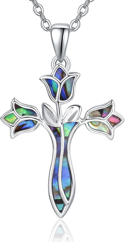 Dreamboat Cross Necklace for Womens Sterling Silver Cross Pendant Christian Necklace Confirmation Gifts Faith Religious Jewelry