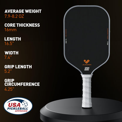 JOJOLEMON Pickleball Paddles, Carbon Fiber Pickleball Paddle with a 16mm Shark Power Polymer Core, The Pickleball Rackets Designed for Ultimate Spin & Consistency
