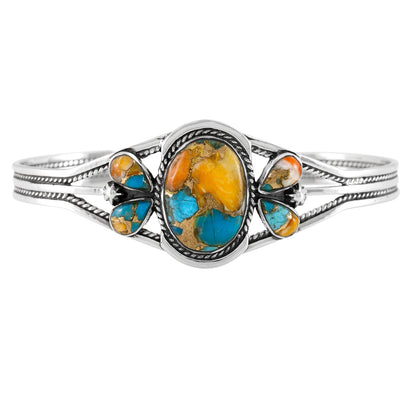 Turquoise Bracelet Sterling Silver 925 Genuine Gemstones Cuff Bracelet