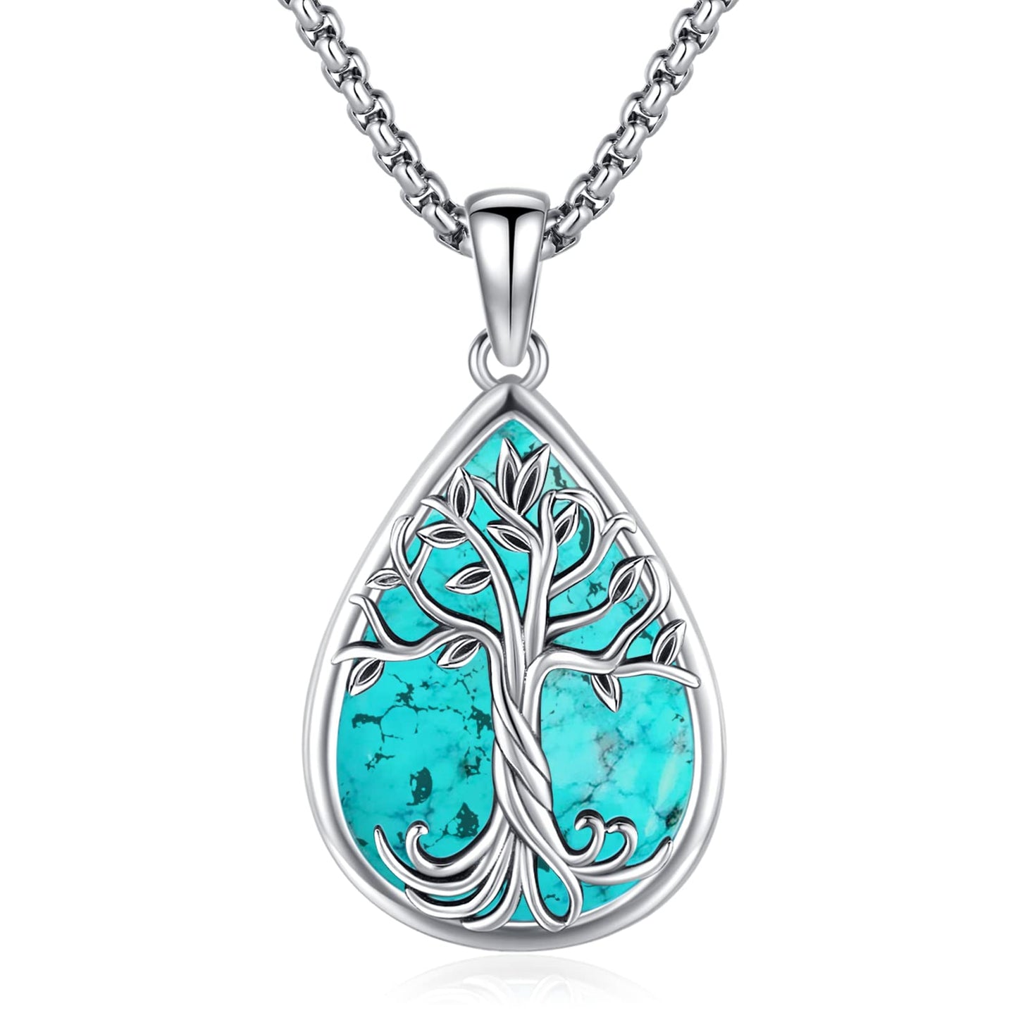 Turquoise Jewelry for Women Men 925 Sterling Silver Pendant Urn Necklaces for Ashes Picture Locket Necklace Thor Hammer Yggdrasil Virgen De Guadalupe St Michael Christopher Judas Witches Knot Necklace