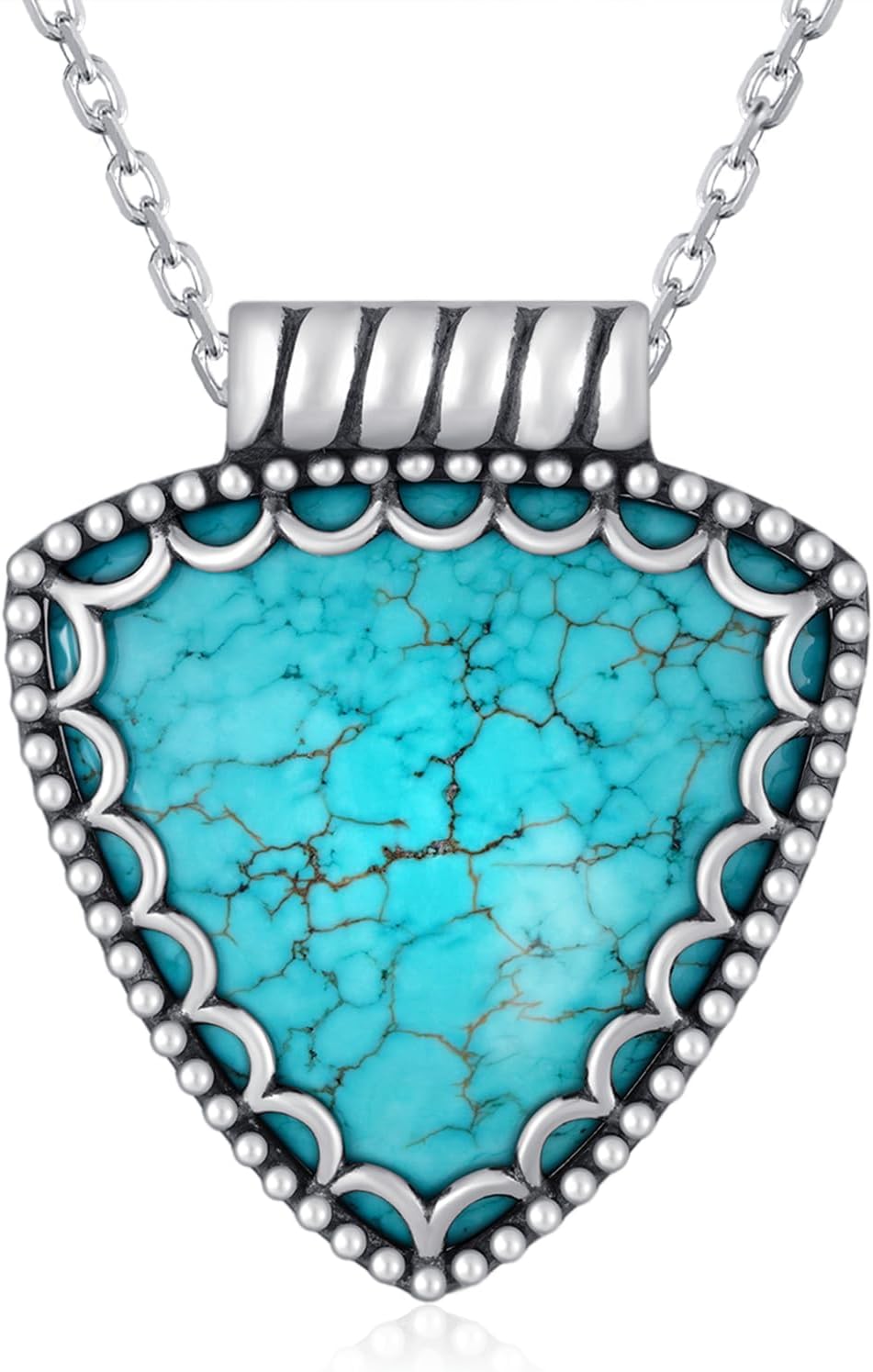 Genuine Turquoise Necklace for Women Sterling Silver Real Turquoise Pendant Necklace Western Jewelry for Women