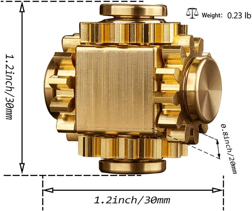 Pure Brass Cube Gears Linkage Anti-Anxiety Fidget Spinner Toy,Metal DIY EDC Meditation Break Bad Habits ADHD Finger Spinning Toy for Kid and Adults,High Speed Precision Brass Material