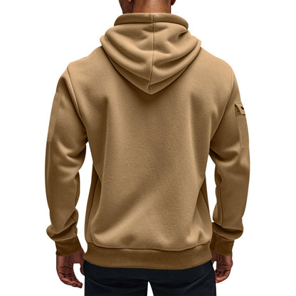Men's Fleece Workout Athletic Pullover Hoodie Long Sleeve Basic Quarter Zip Pullover Sweatshirt with Kanga Pocket