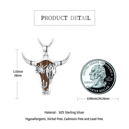 Midir&Etain Western Necklace 925 Sterling Silver Turquoise Pendant Highland Cow/Cow Skull/Hat/Tag/Cactus/Boot Cowgirl Country Jewelry for Women Men