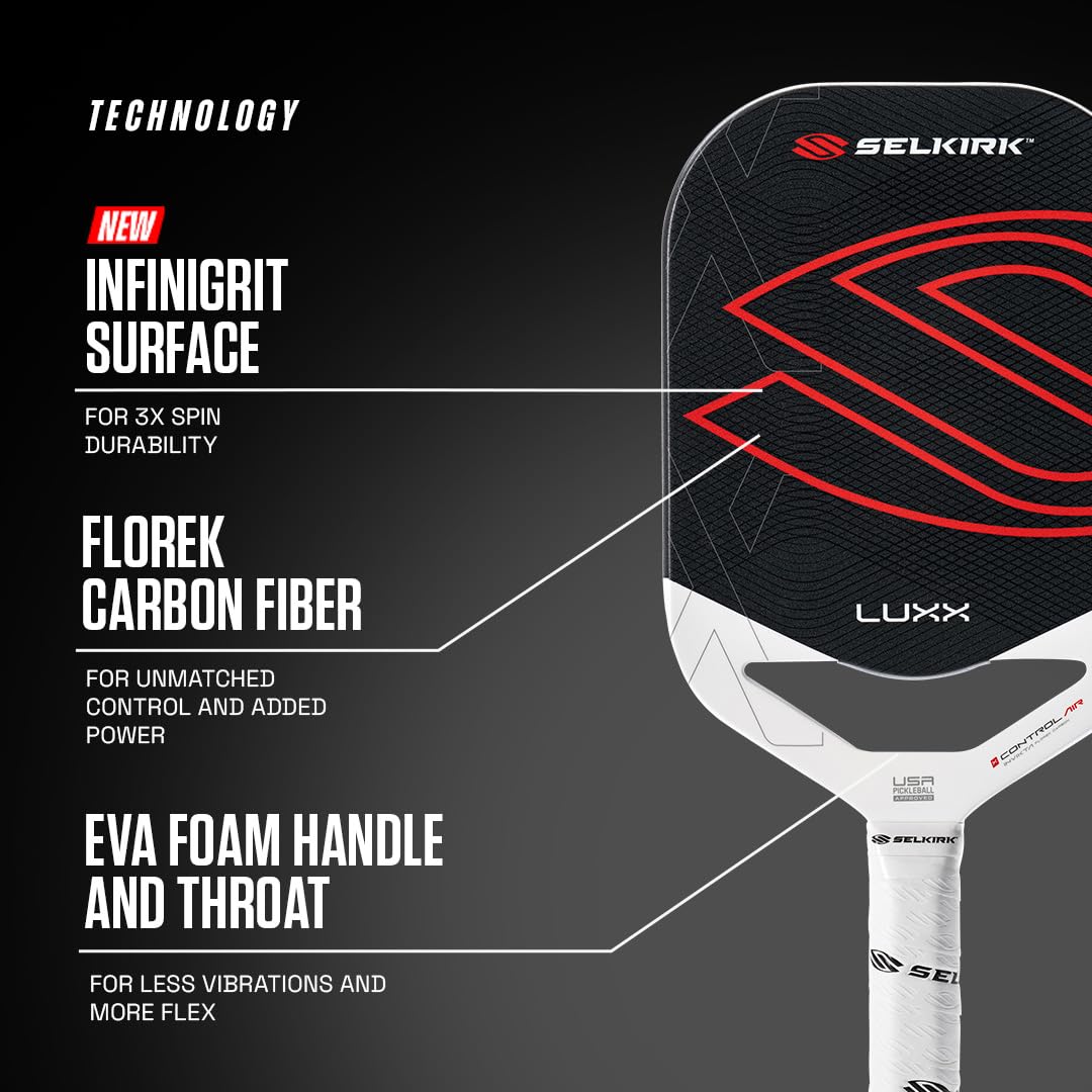 Selkirk Sport LUXX Control Pickleball Paddles | Carbon Fiber Pickleball Paddle with Polypropylene X7 Core | InfiniGrit Surface Technology