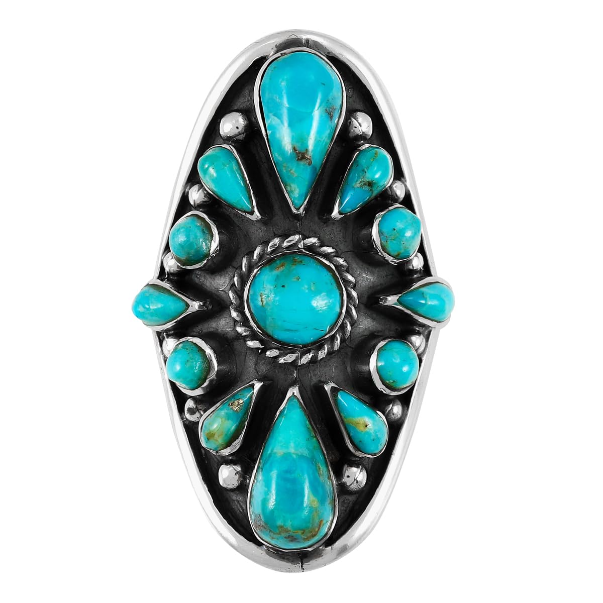 Turquoise Ring Sterling Silver 925 Genuine Gemstones Size 6 to 11