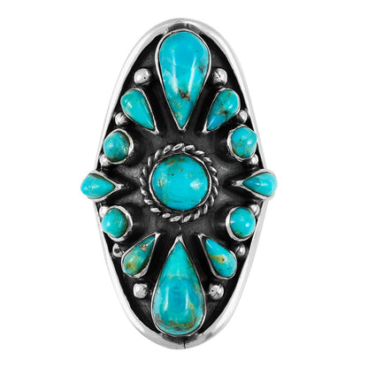Turquoise Ring Sterling Silver 925 Genuine Gemstones Size 6 to 11