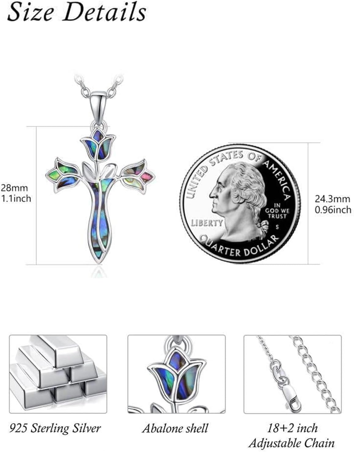 Dreamboat Cross Necklace for Womens Sterling Silver Cross Pendant Christian Necklace Confirmation Gifts Faith Religious Jewelry