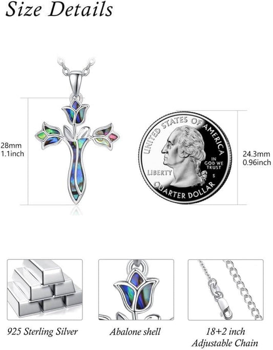 Dreamboat Cross Necklace for Womens Sterling Silver Cross Pendant Christian Necklace Confirmation Gifts Faith Religious Jewelry