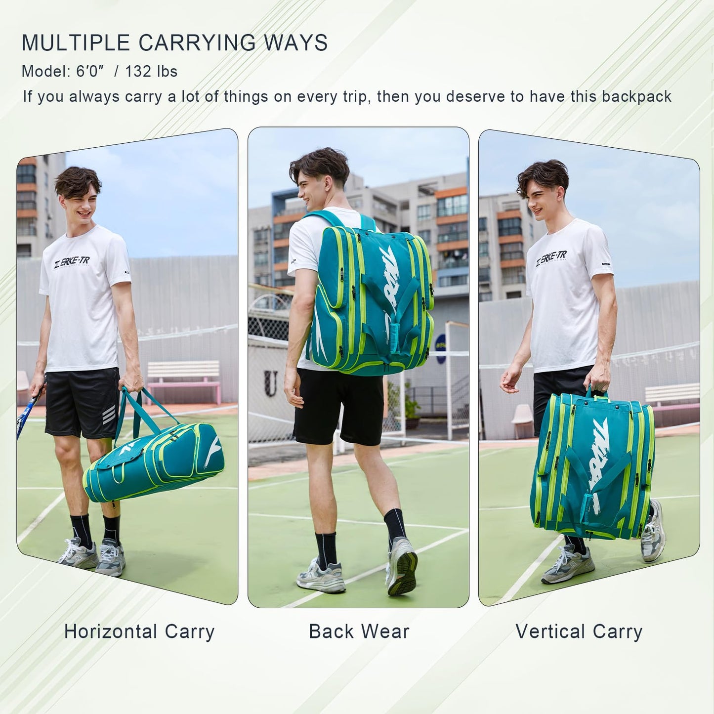 Pickleball Bag - Large Paddle Bag for 4 Paddles & Accessories - Fence Hook, Extra Pockets, Shoe Compartment