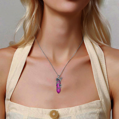 Hummingbird Necklace for Women 925 Sterling Silver Hexagonal Birthstone Gemstone Cute Bird Pendant for Girlfriends Jewelry for Her