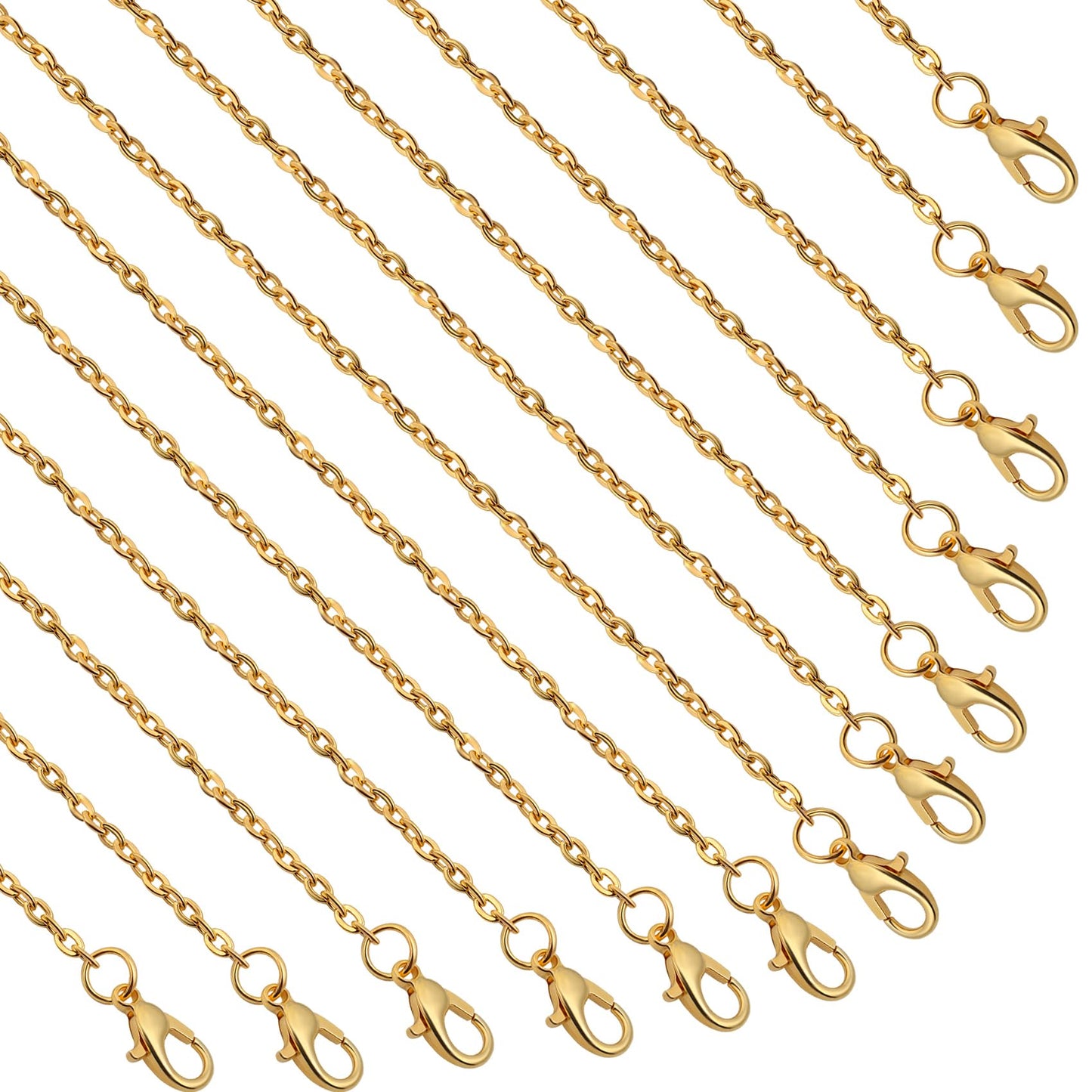 Lemonkey 24 Pack Necklace Chains Bulk,Gold and Silver Plated DIY Cable Link Chains for Jewelry Making 18 Inches