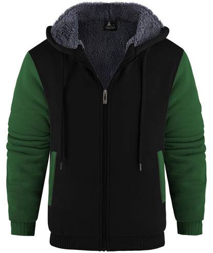 V VALANCH Men Hoodies Zip Up Sherpa Lined Sweatshirts Heavyweight Thick Warm Fleece Winter Jacket