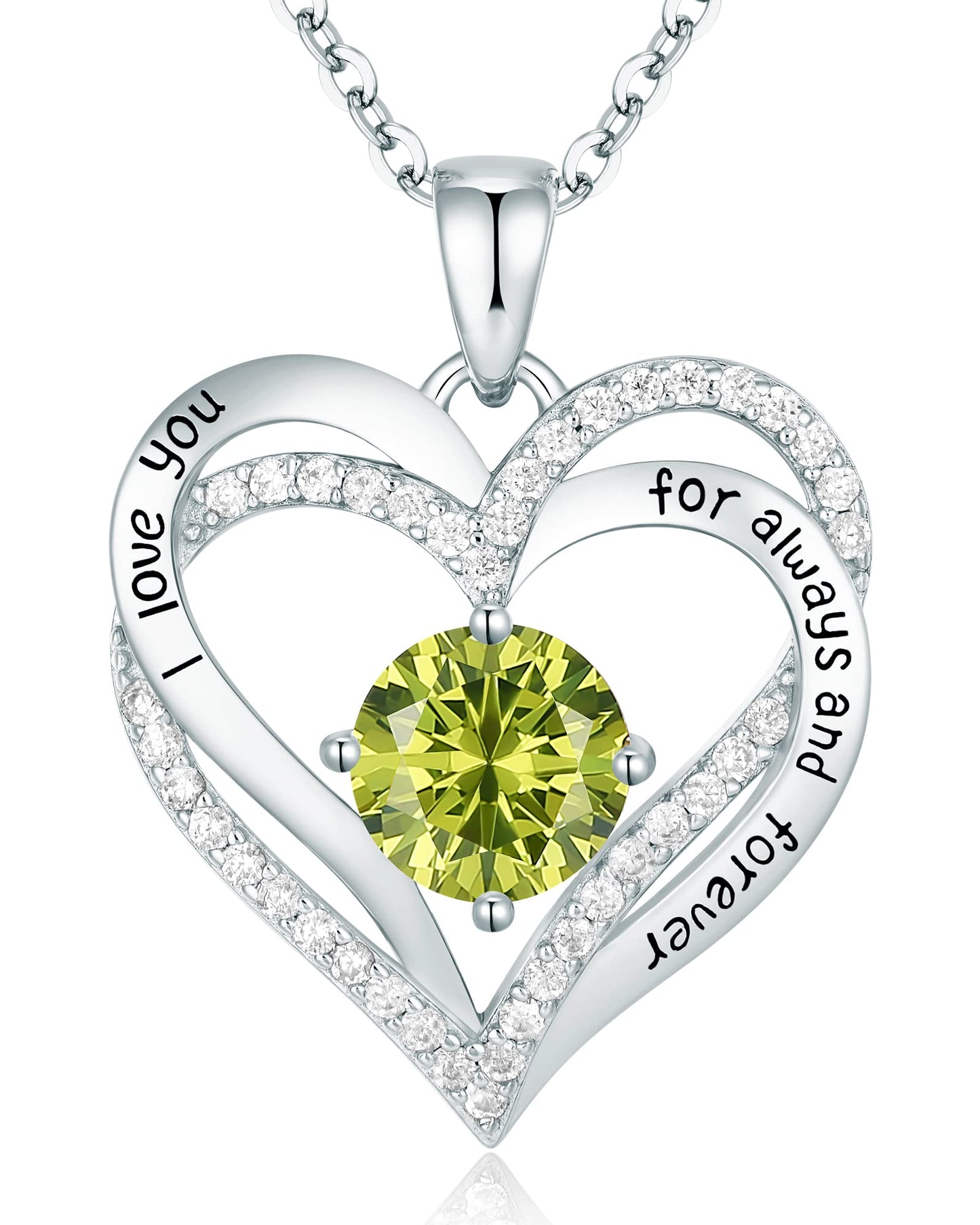 CDE Forever Love Heart Necklaces for Women, Wedding Anniversary, Birthday Mothers Day Christmas Day Gifts for Mom, Mother, Wife, friend, S925 Silver Jewelry with Birthstone Pendant