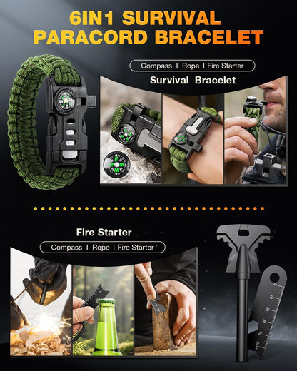 Gifts for Men-Christmas | 21-in-1 Survival Gear & Camping Accessories | Fishing & Hunting Equipment | Unique Birthday Gift for Husband, Dad | Stocking Stuffers & White Elephant Party Gifts