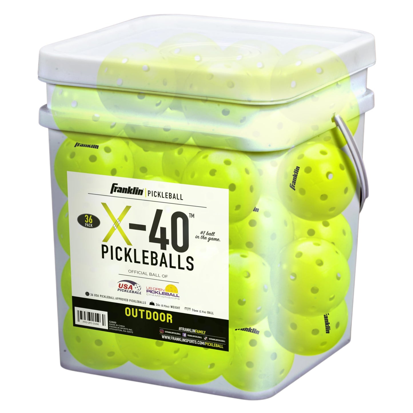 Franklin Sports X-40 Outdoor Pickleballs - Official Ball of USA Pickleball, APP Tour + US Open - Regulation Size