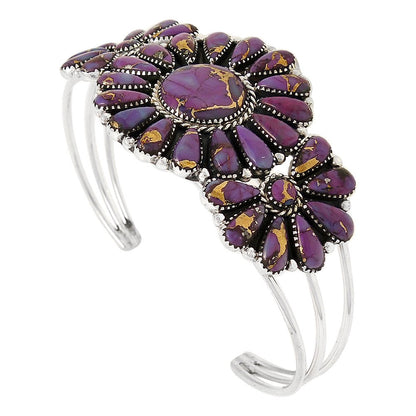 Turquoise Network Southwest Style Genuine Gemstones 925 Sterling Silver Cluster Bracelet