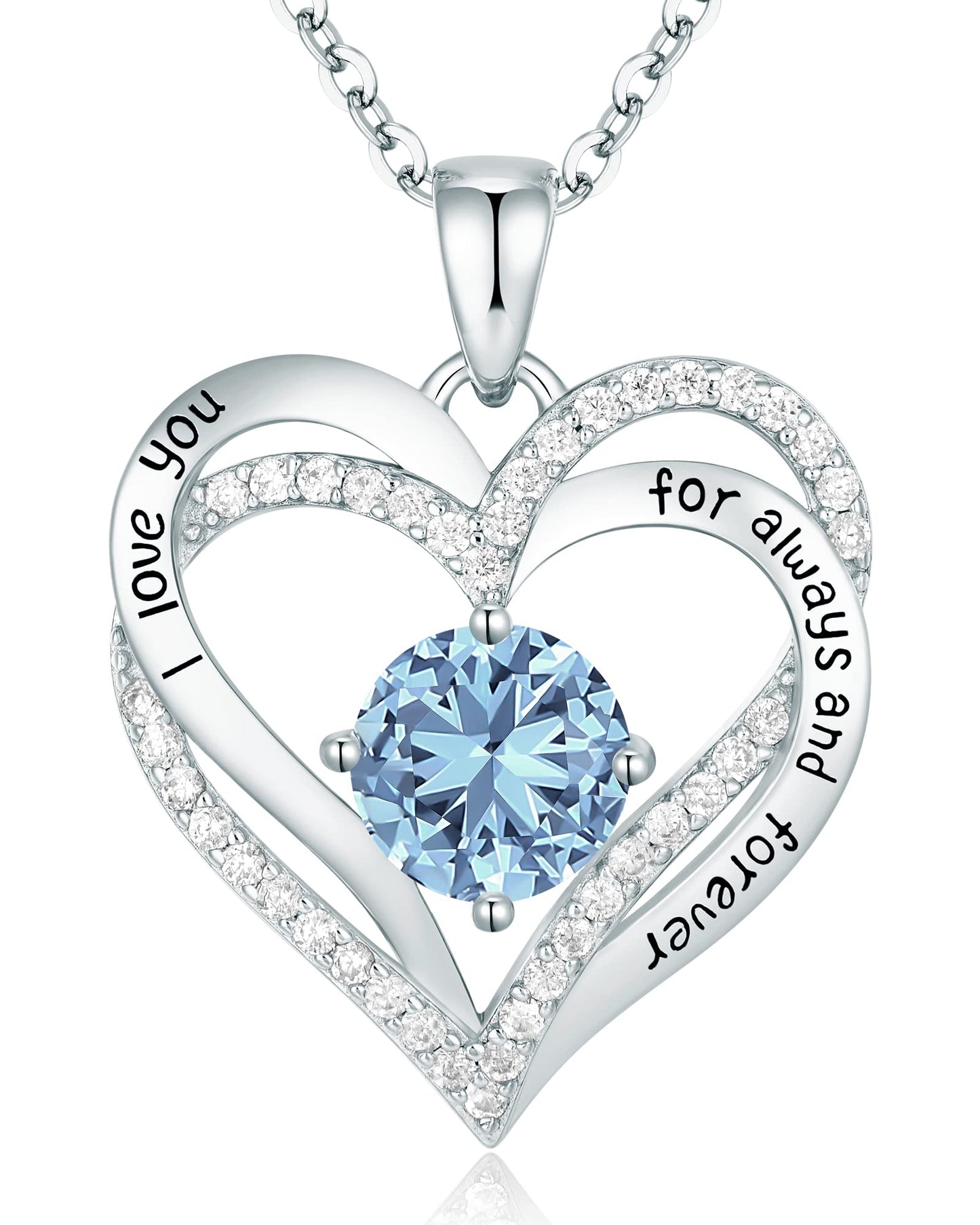 CDE Forever Love Heart Necklaces for Women, Wedding Anniversary, Birthday Mothers Day Christmas Day Gifts for Mom, Mother, Wife, friend, S925 Silver Jewelry with Birthstone Pendant
