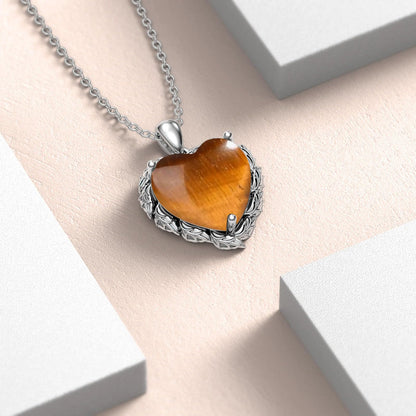 Genuine Gemstone Heart Necklaces for Women 925 Sterling Silver Natural Turquoise/Rose Quartz/Moonstone Pendant Vintage Western Jewelry Gift for Mom Wife Her
