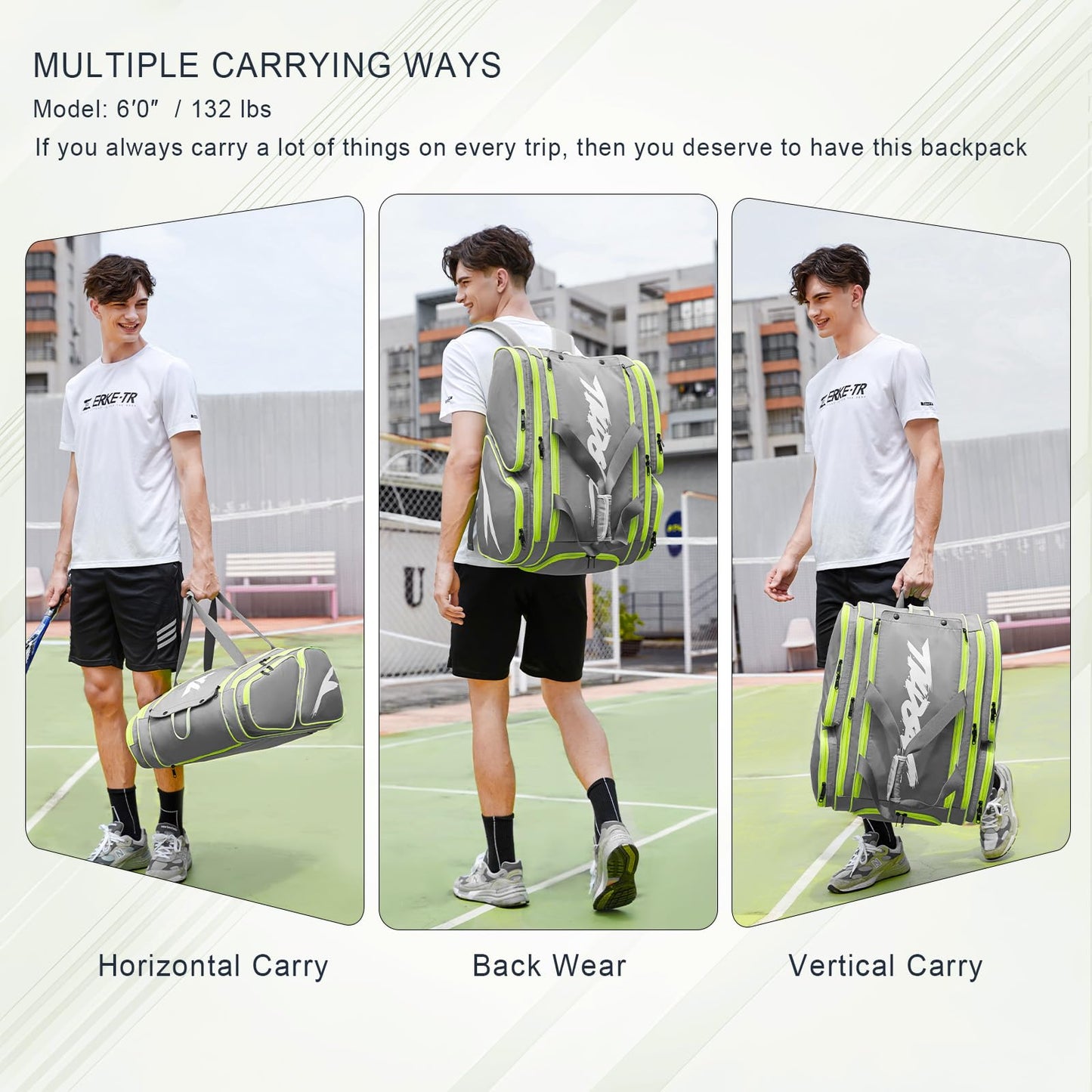 Pickleball Bag - Large Paddle Bag for 4 Paddles & Accessories - Fence Hook, Extra Pockets, Shoe Compartment