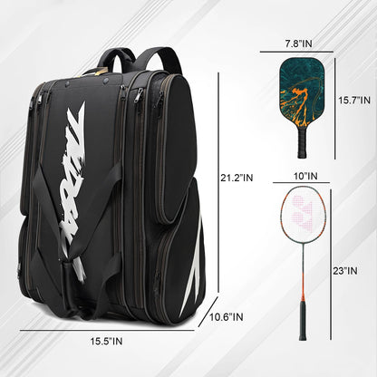 Pickleball Bag - Large Paddle Bag for 4 Paddles & Accessories - Fence Hook, Extra Pockets, Shoe Compartment