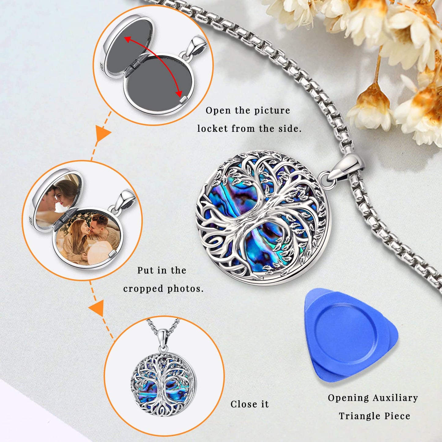 Jewelry Gifts - Tree of Life Necklace Sterling Silver Abalone Shell/Opal/Moonstone/Black Onyx/Turquoise/Malachite/Crystal Family Tree of Life Jewelry for Women Men