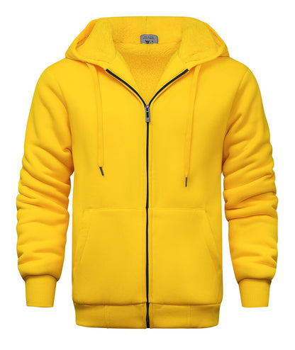 V VALANCH Men Hoodies Zip Up Sherpa Lined Sweatshirts Heavyweight Thick Warm Fleece Winter Jacket