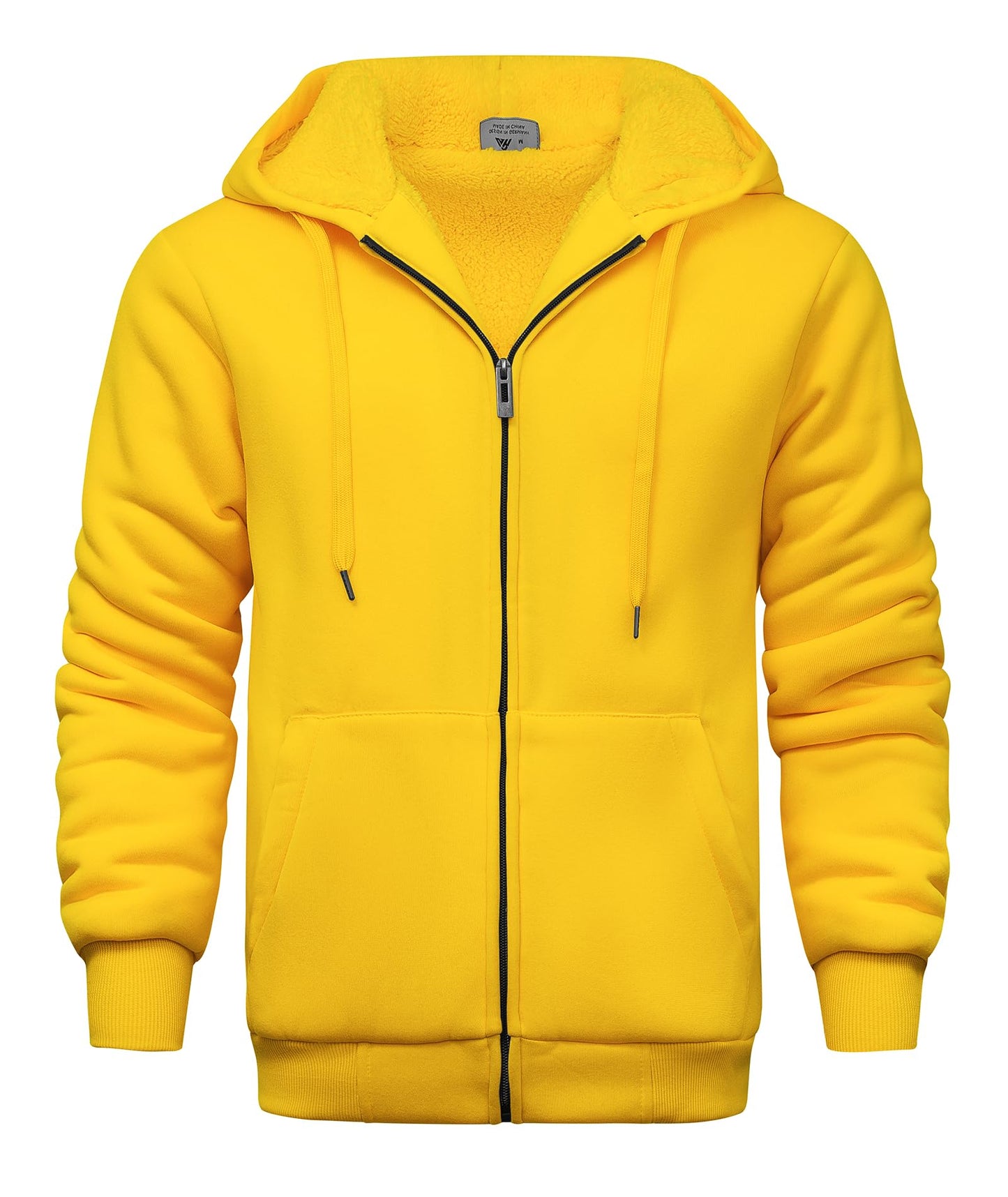 V VALANCH Men Hoodies Zip Up Sherpa Lined Sweatshirts Heavyweight Thick Warm Fleece Winter Jacket