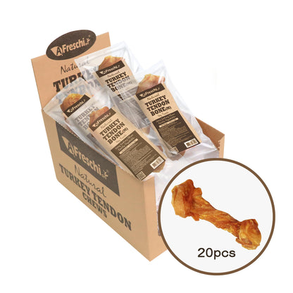 AFreschi Turkey Tendons for Dogs, USA-Sourced, Healthy Dog Treats, Rawhide-Free Puppy Chews, Long Lasting, All Natural, Hypoallergenic Dog Treats for Medium Breeds, 6 Count Pack Braid (M)