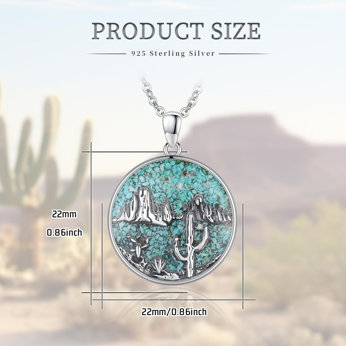 Midir&Etain Western Necklace 925 Sterling Silver Turquoise Pendant Highland Cow/Cow Skull/Hat/Tag/Cactus/Boot Cowgirl Country Jewelry for Women Men