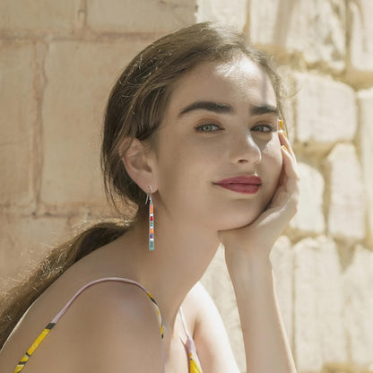 Turquoise Earrings for Women 925 Sterling Silver Gemstones Dangle Earrings Bohemian Style Statement Bar Earrings Dangle Earrings for Women Earrings Valentines Gifts