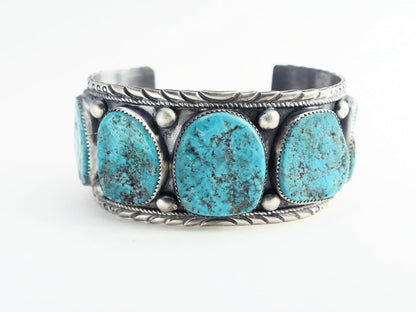 wide mens turquoise cuff silver 8 1/4 inch, Navajo cuff bracelet Kingman turquoise cuff, big silver bracelet for men, blue turquoise jewelry