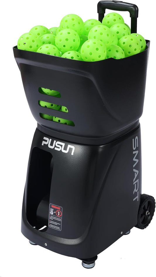 PUSUN PP-Smart Pickle Machine – 80+ Balls, 20–70 mph, 1.6–6s Freq, 65ft Max Dist, 4–6H Battery, App/Remote Control, 28 Prog Locations, Portable, Intelligent, Beginner to Advanced Players