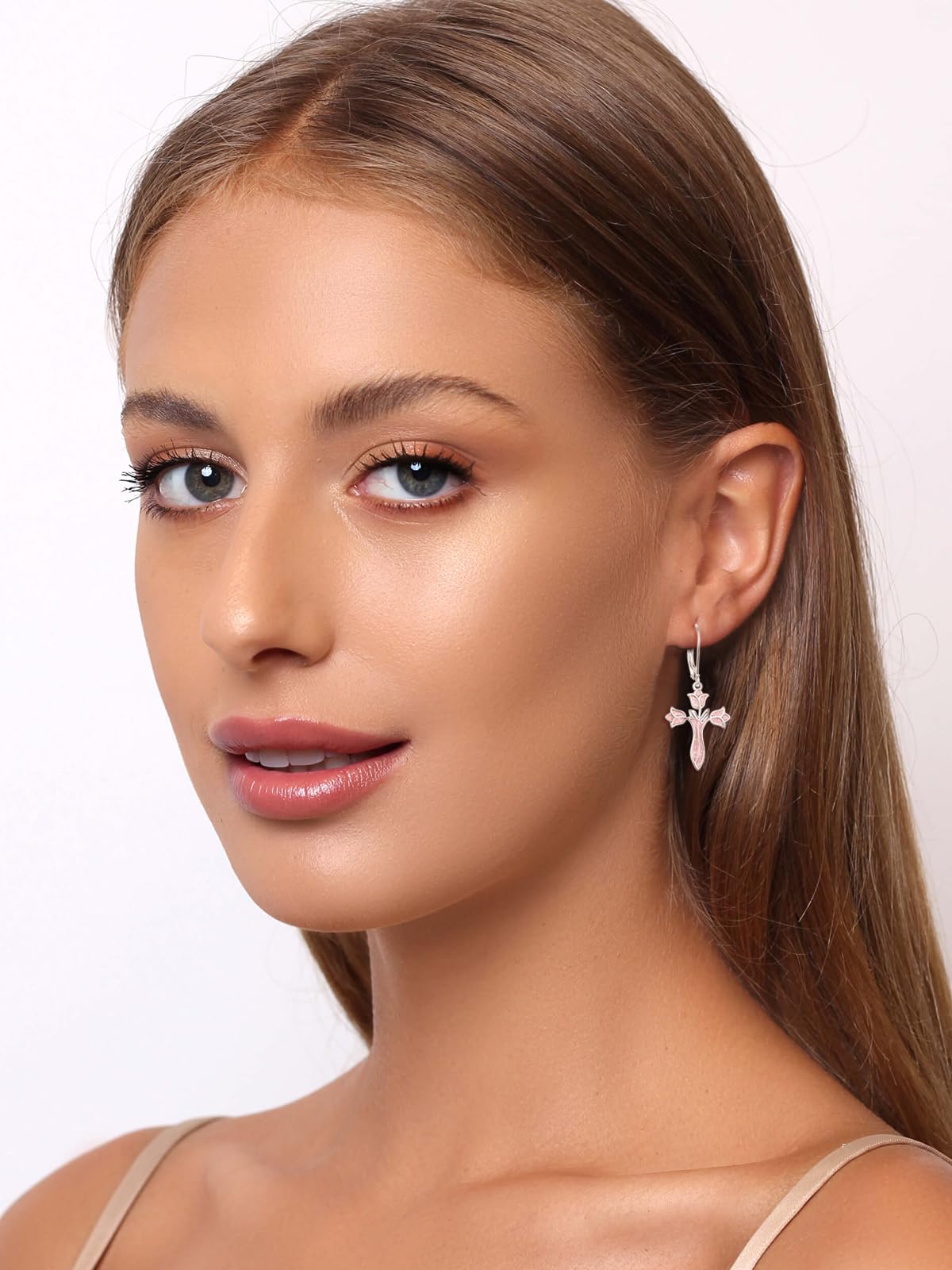 Dreamboat Sterling Silver Cross Earrings for Women Lever Back Dangle Earrings Faith Christian Confirmation Religious Jewelry for Mom