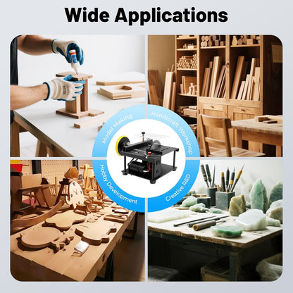 Mini Table Saw, 200w Small Table Saw for Crafts, Portable Mini Desktop Electric Saw for Cutting Grinding, Mini Multi-functional Table Saw for Wood PCB Plastic Acrylic, Speed & Angle Adjustable
