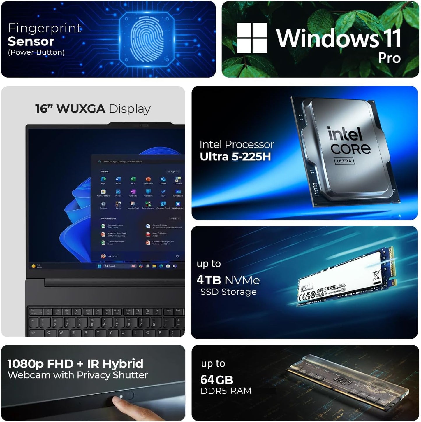 Lenovo ThinkPad E16 Gen 3 16" FHD+ Business Laptop Computer, Intel 14-Core Ultra 5 225H, 16GB DDR5, 512GB SSD, WiFi 6E, Bluetooth 5.3, Backlit Keyboard, Fingerprint Reader, Windows 11 Pro, no Mouse