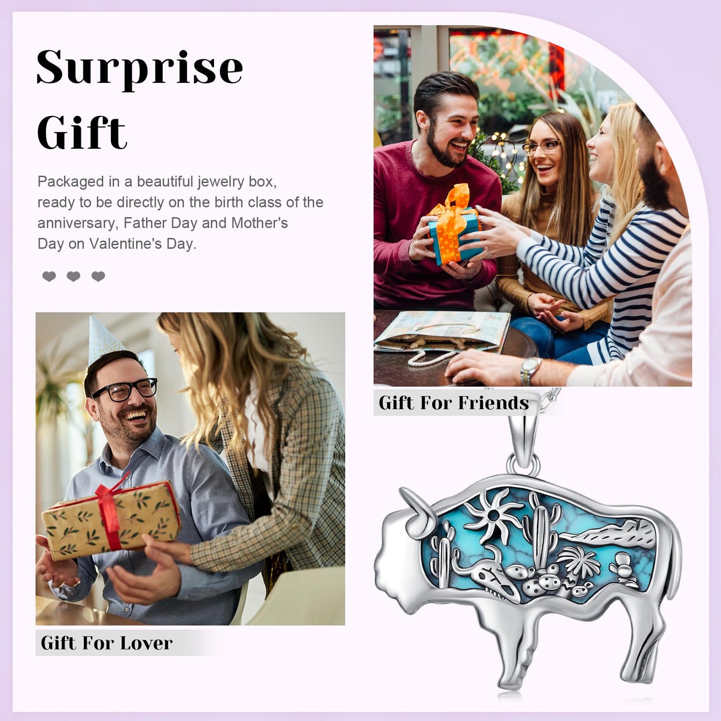Midir&Etain Western Necklace 925 Sterling Silver Turquoise Pendant Highland Cow/Cow Skull/Hat/Tag/Cactus/Boot Cowgirl Country Jewelry for Women Men