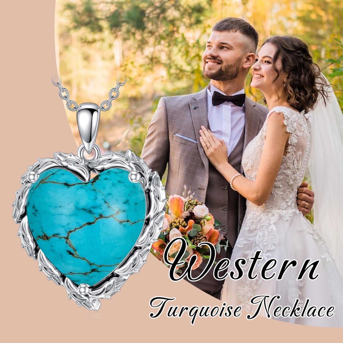Genuine Gemstone Heart Necklaces for Women 925 Sterling Silver Natural Turquoise/Rose Quartz/Moonstone Pendant Vintage Western Jewelry Gift for Mom Wife Her