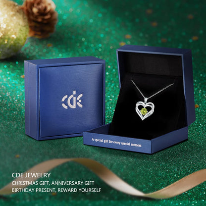CDE Forever Love Heart Necklaces for Women, Wedding Anniversary, Birthday Mothers Day Christmas Day Gifts for Mom, Mother, Wife, friend, S925 Silver Jewelry with Birthstone Pendant