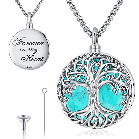 Jewelry Gifts - Tree of Life Necklace Sterling Silver Abalone Shell/Opal/Moonstone/Black Onyx/Turquoise/Malachite/Crystal Family Tree of Life Jewelry for Women Men