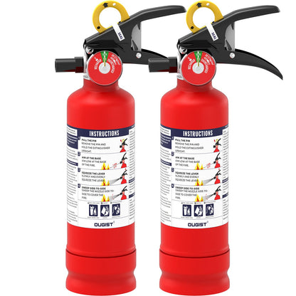 Ougist ABC Fire Extinguisher for Home & Vehicle - 2.5 lb 1-A:10-B:C Rated, Dry Chemical Fire Safety with Quick-Release Handle, Certified for Kitchen/Car/Boat Use-Model FF1KG-2Pack